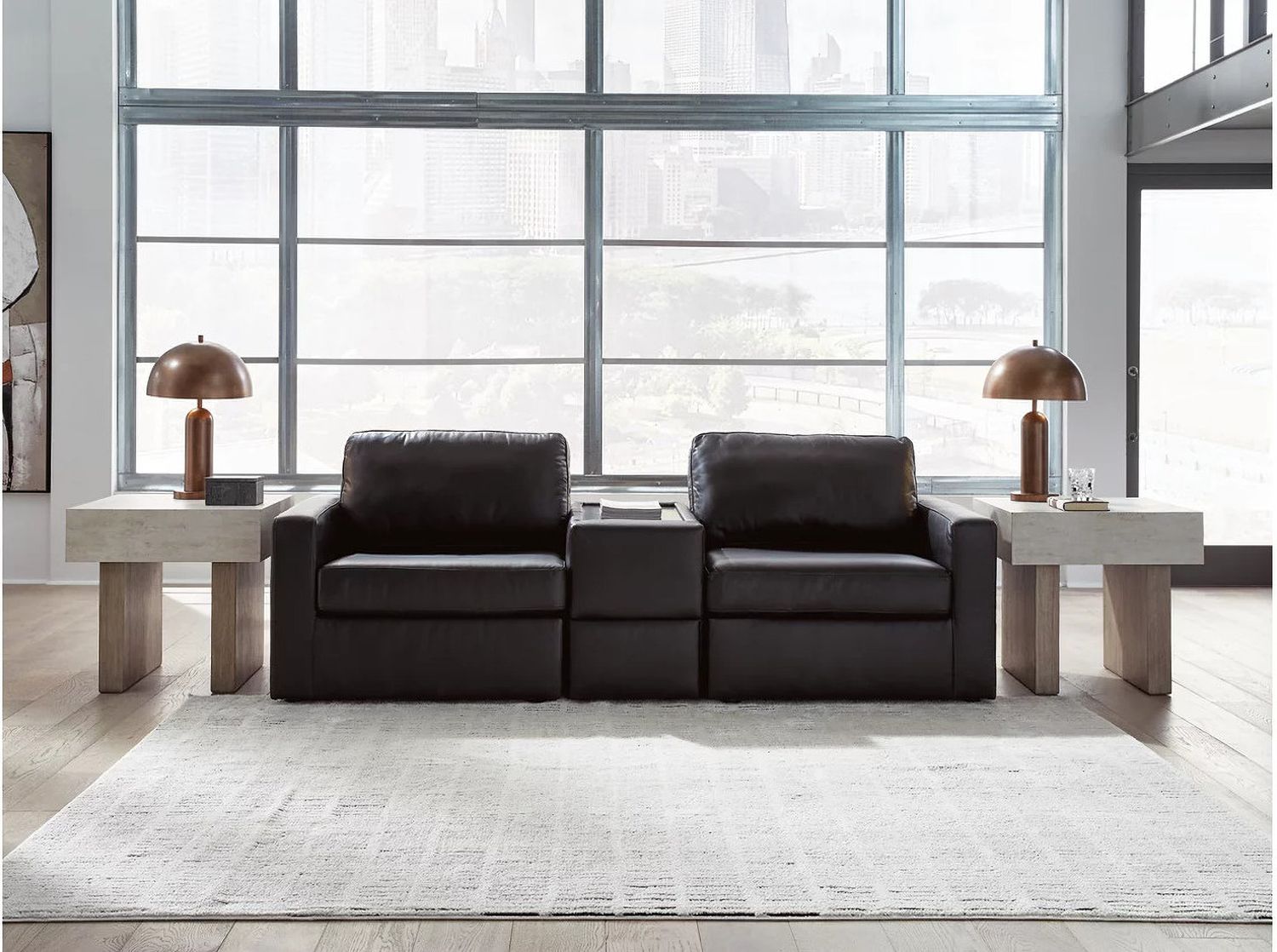 ModMax II 3-Piece Sectional Sofa with Storage Console In Black 74305S3