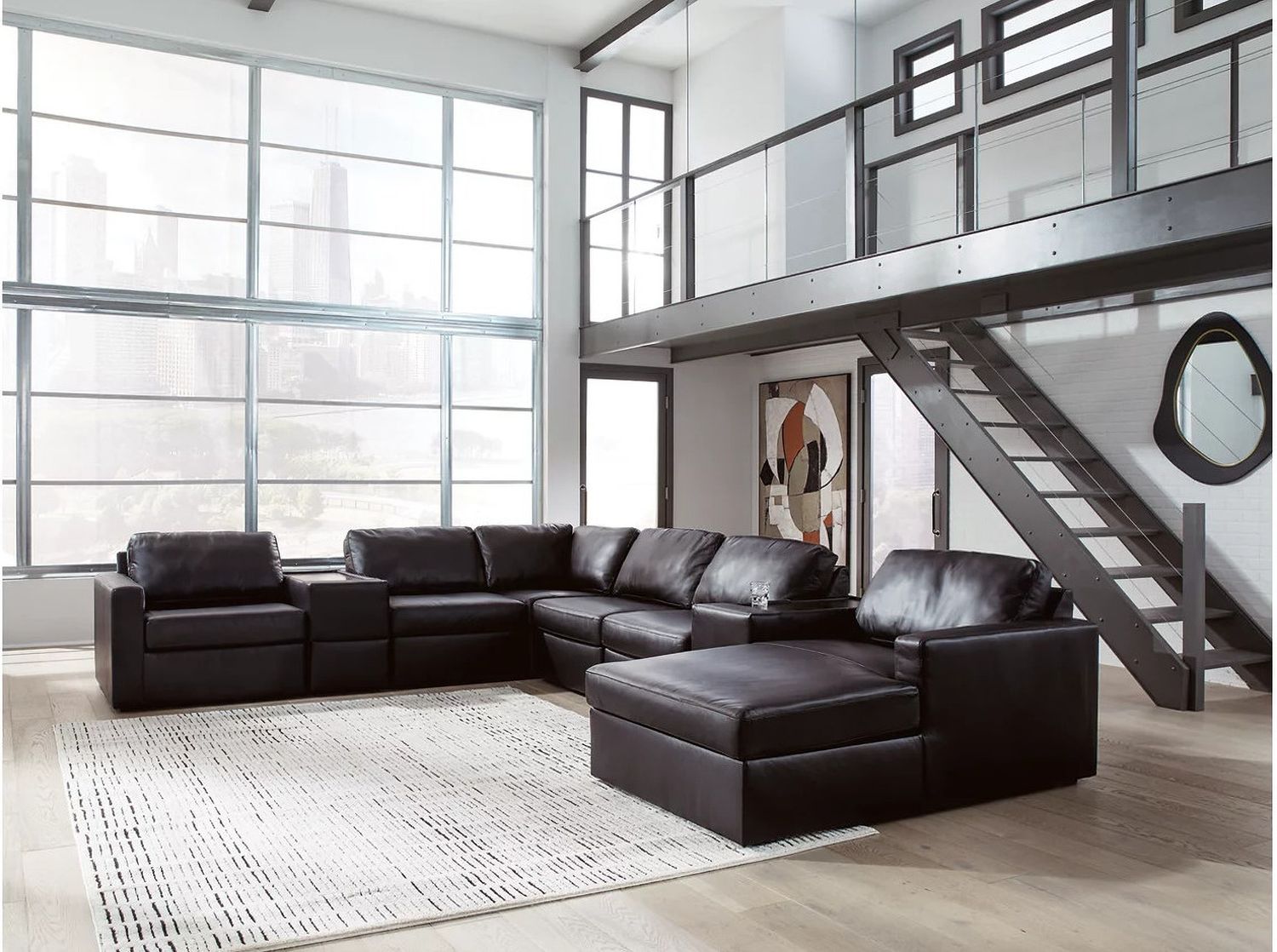 ModMax II 8-Piece RAF Sectional with Chaise and Storage Consoles In Black 74305S42