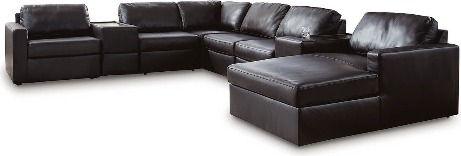 ModMax II 8-Piece RAF Sectional with Chaise and Storage Consoles In Black 74305S42