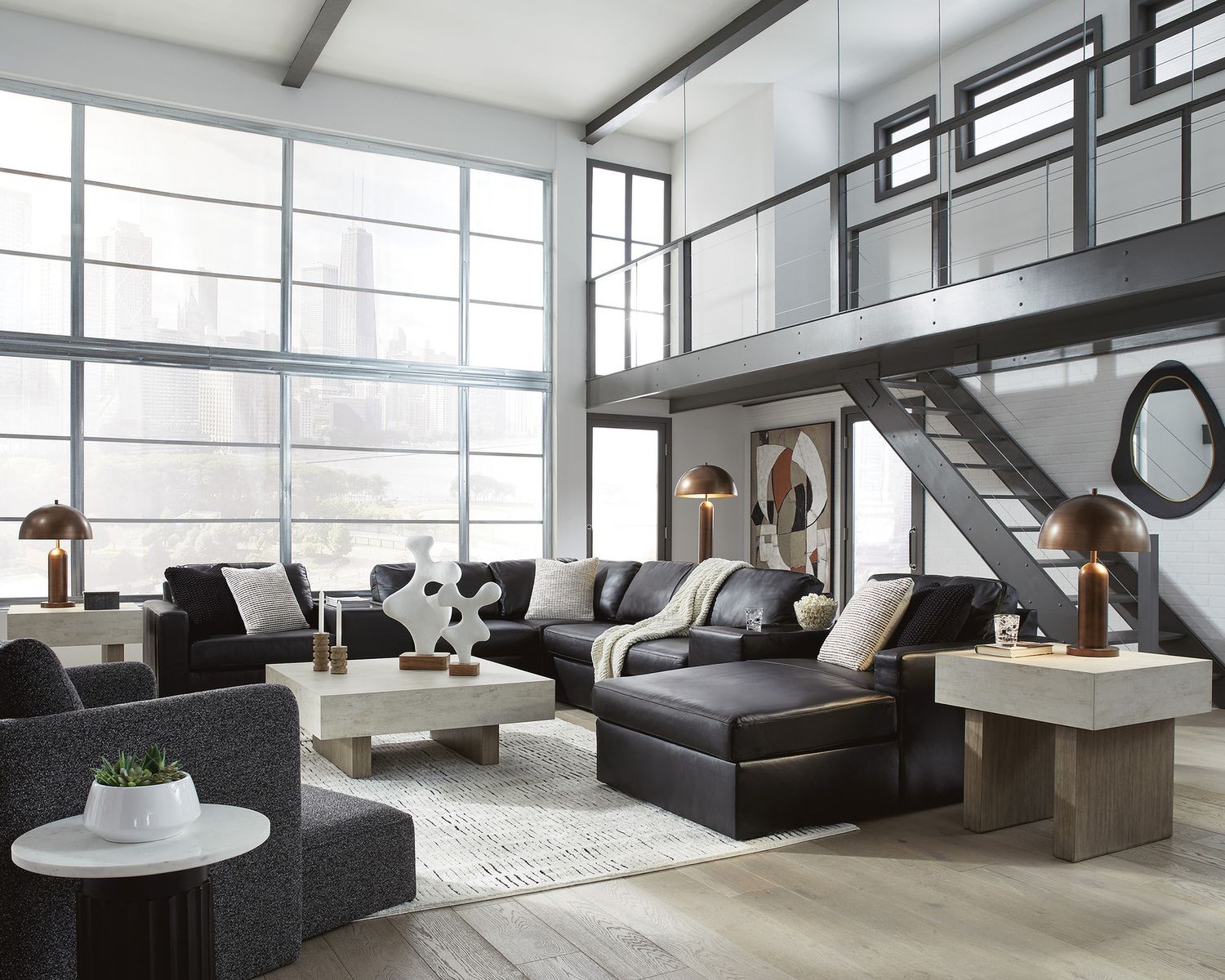 ModMax II 8-Piece RAF Sectional with Chaise and Storage Consoles In Black 74305S42