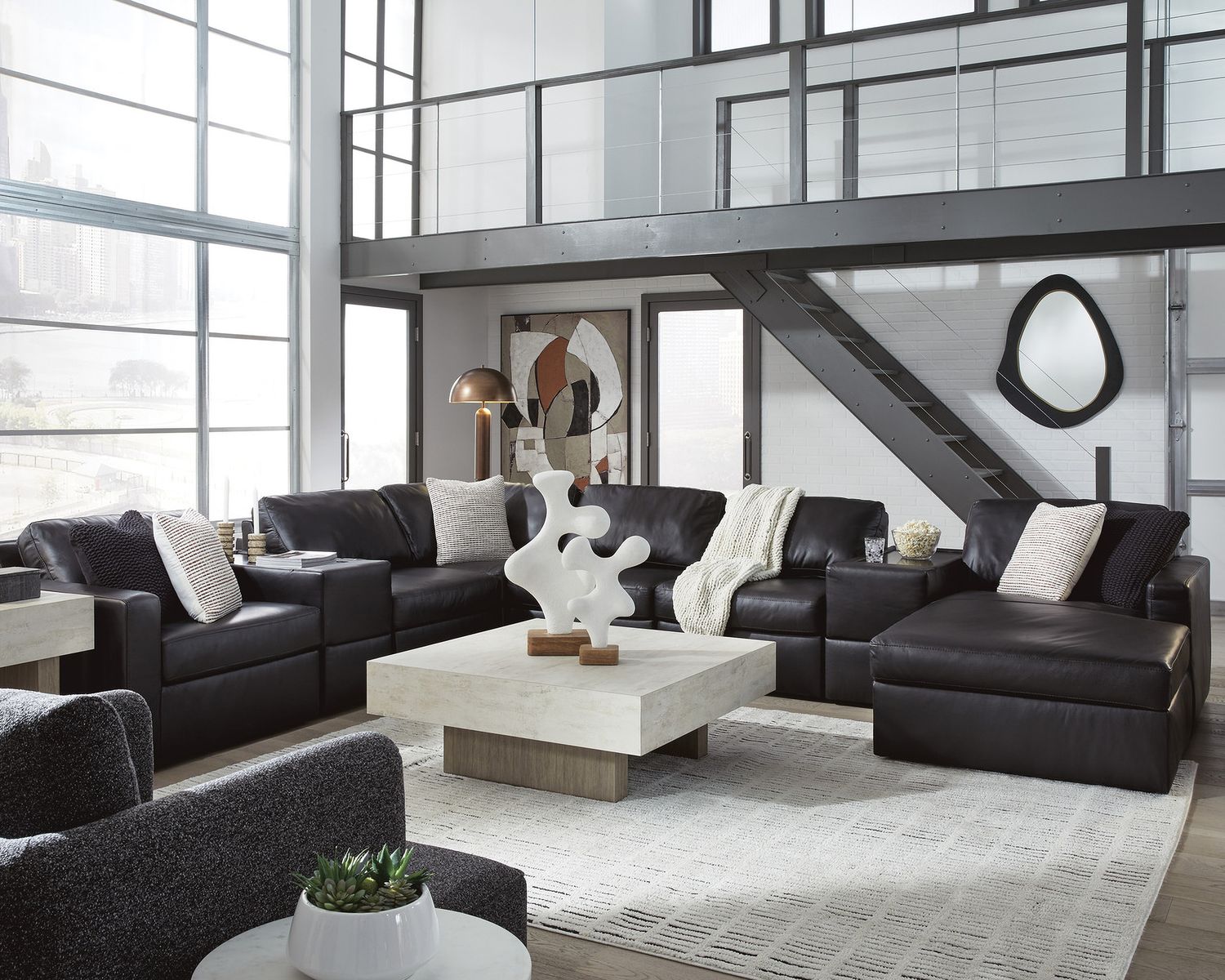 ModMax II 8-Piece RAF Sectional with Chaise and Storage Consoles In Black 74305S42