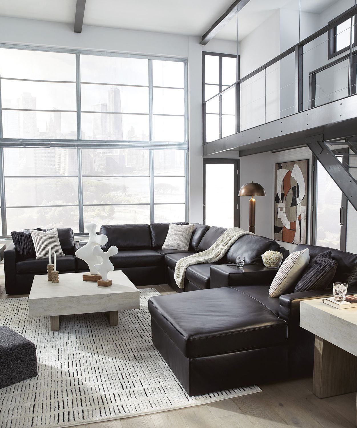 ModMax II 8-Piece RAF Sectional with Chaise and Storage Consoles In Black 74305S42