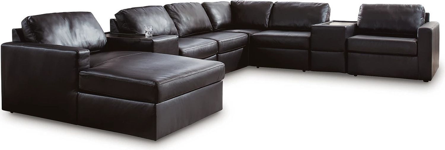 ModMax II 8-Piece LAF Sectional with Chaise and Storage Consoles In Black 74305S43