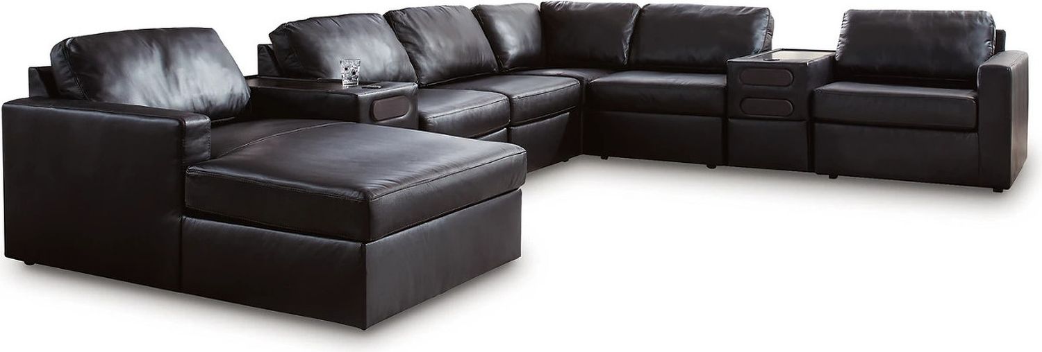 ModMax II 8-Piece LAF Sectional with Chaise and Audio Consoles In Black 74305S47