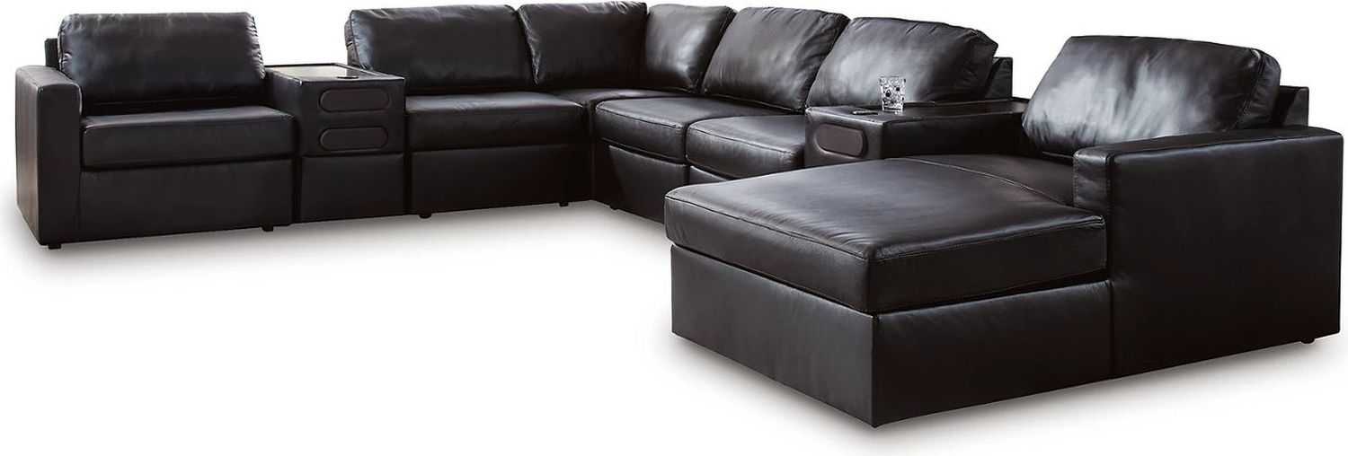 ModMax II 8-Piece RAF Sectional with Chaise and Audio Consoles In Black 74305S48