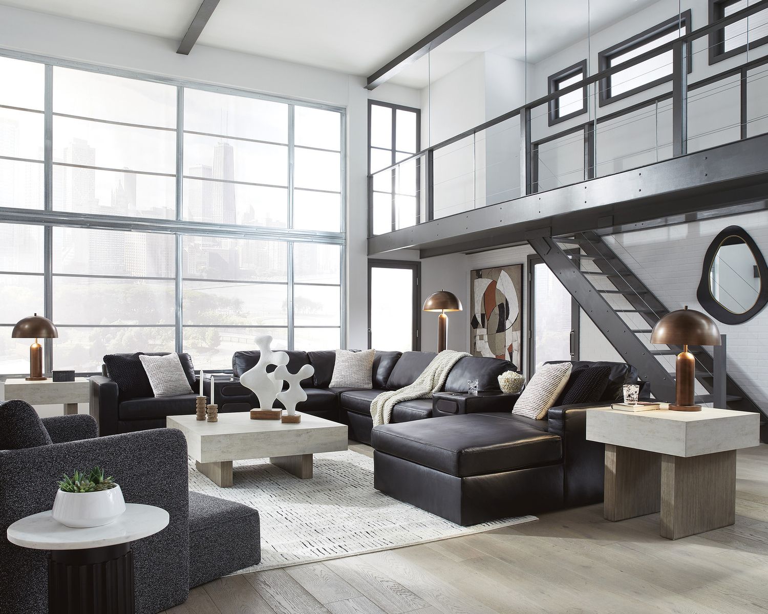 ModMax II 8-Piece RAF Sectional with Chaise and Audio Consoles In Black 74305S48