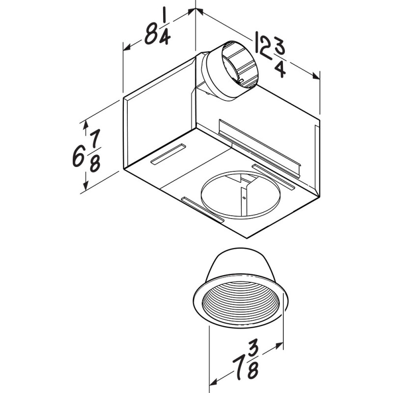 Recessed 50-80 Selectable CFM Ventilation Fan with Light, 0.3-2 Sones 744L