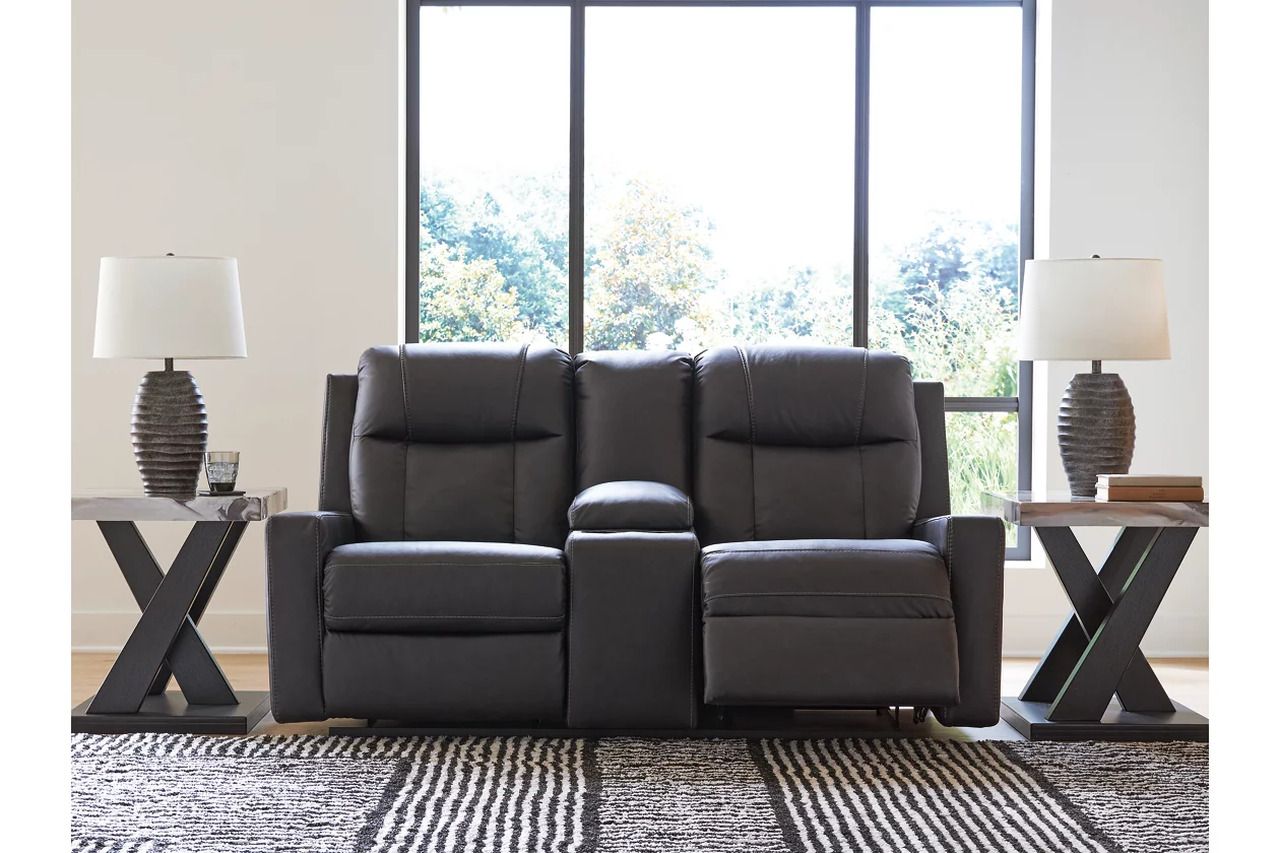 Mackmenville Reclining Loveseat with Console In Carbon 7471394