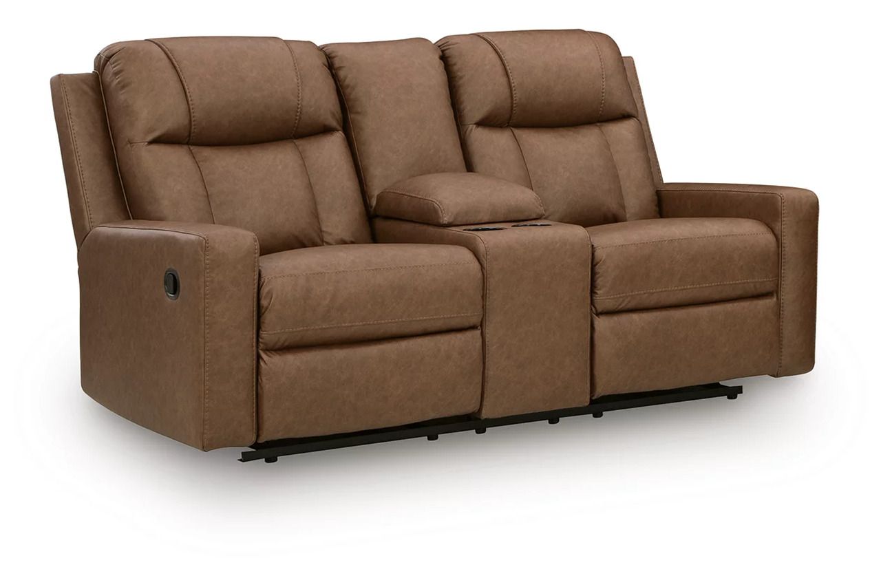 Mackmenville Reclining Loveseat with Console In Caramel 7471494