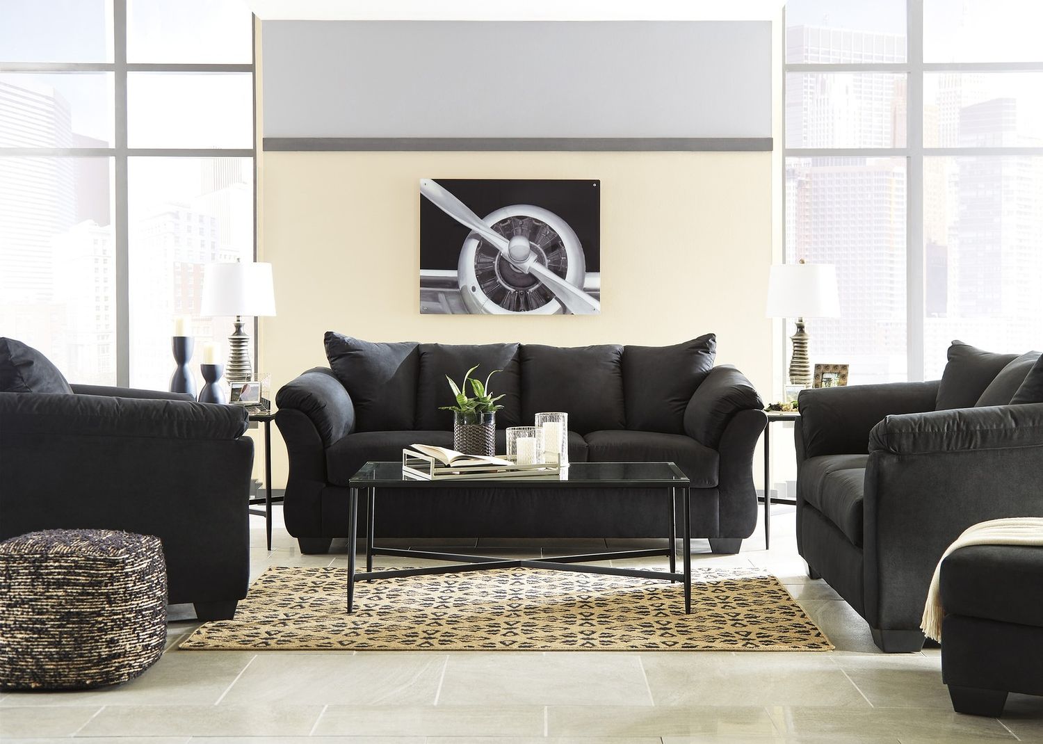 Darcy Ottoman In Black 7500814