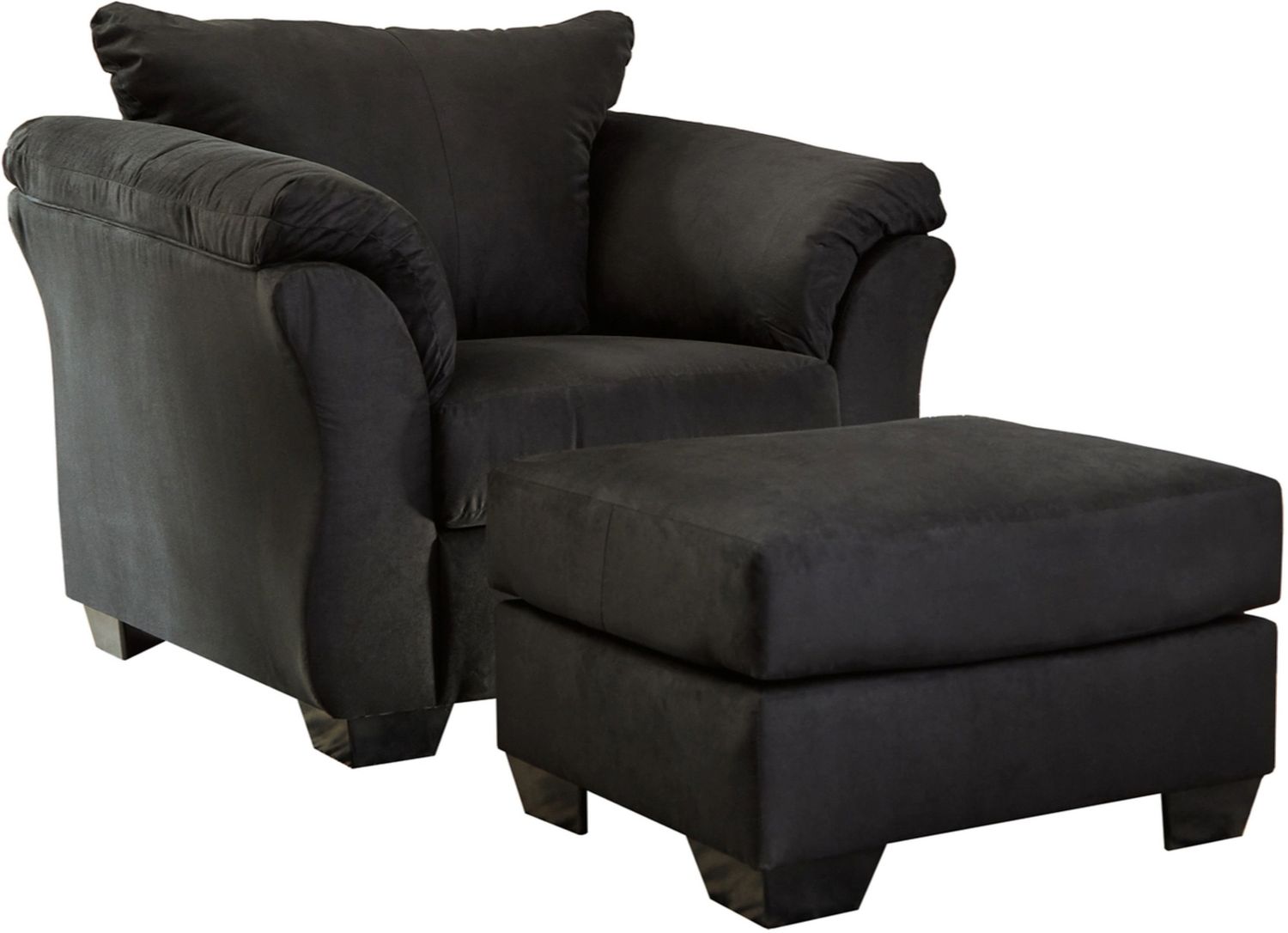 Darcy Chair and Ottoman In Black 75008U3