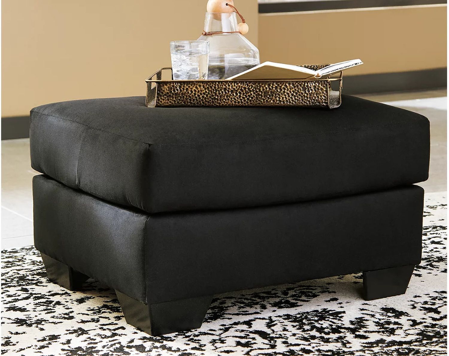 Darcy Chair and Ottoman In Black 75008U3