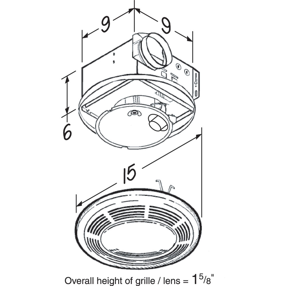 Ventilation Fan w/ Light, 100 CFM 751, product image 4 of 4