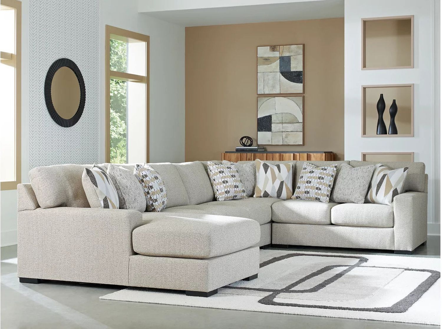 Laurelgrove 5-Piece Sectional with LAF Chaise In Pebble 75105S11