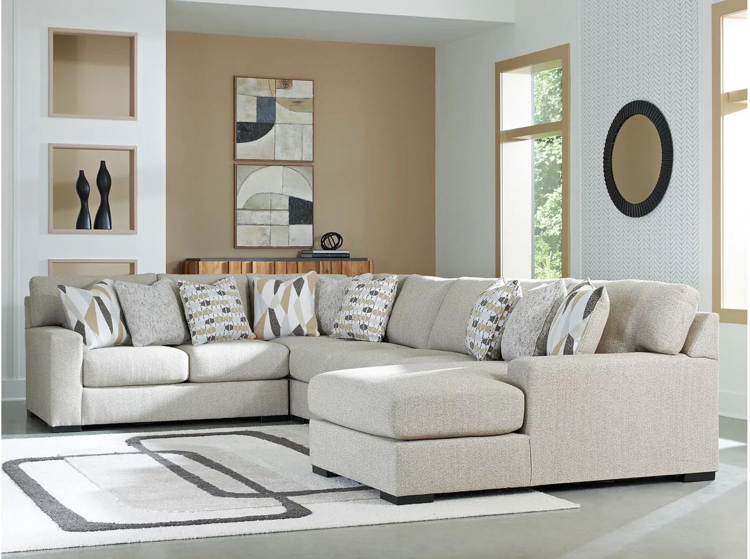 Laurelgrove 5-Piece Sectional with RAF Chaise In Pebble 75105S12