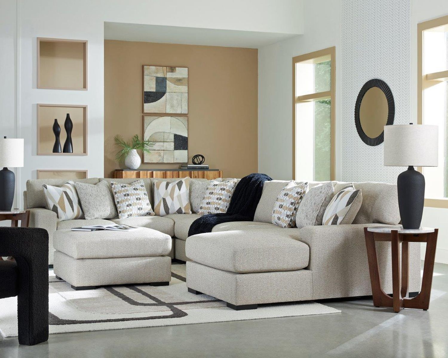 Laurelgrove 5-Piece Sectional with RAF Chaise In Pebble 75105S12