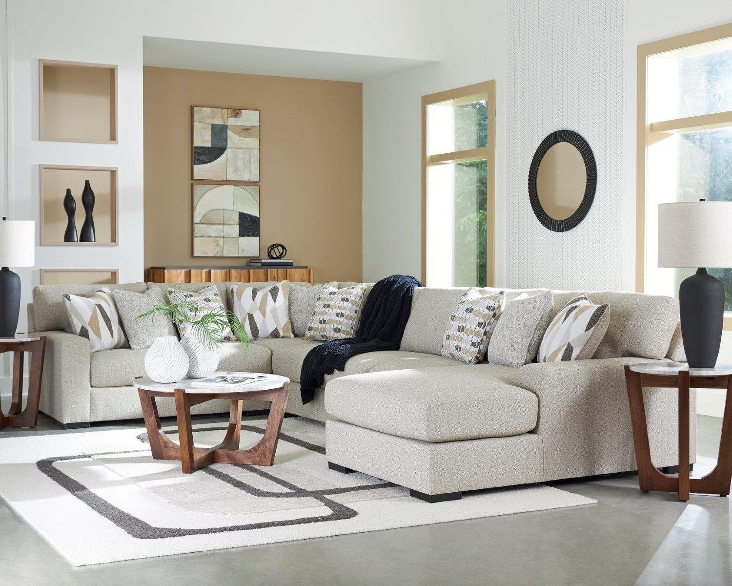 Laurelgrove 5-Piece Sectional with RAF Chaise In Pebble 75105S12