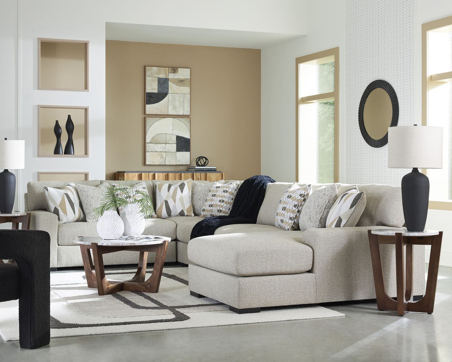 Laurelgrove 5-Piece Sectional with RAF Chaise In Pebble 75105S12