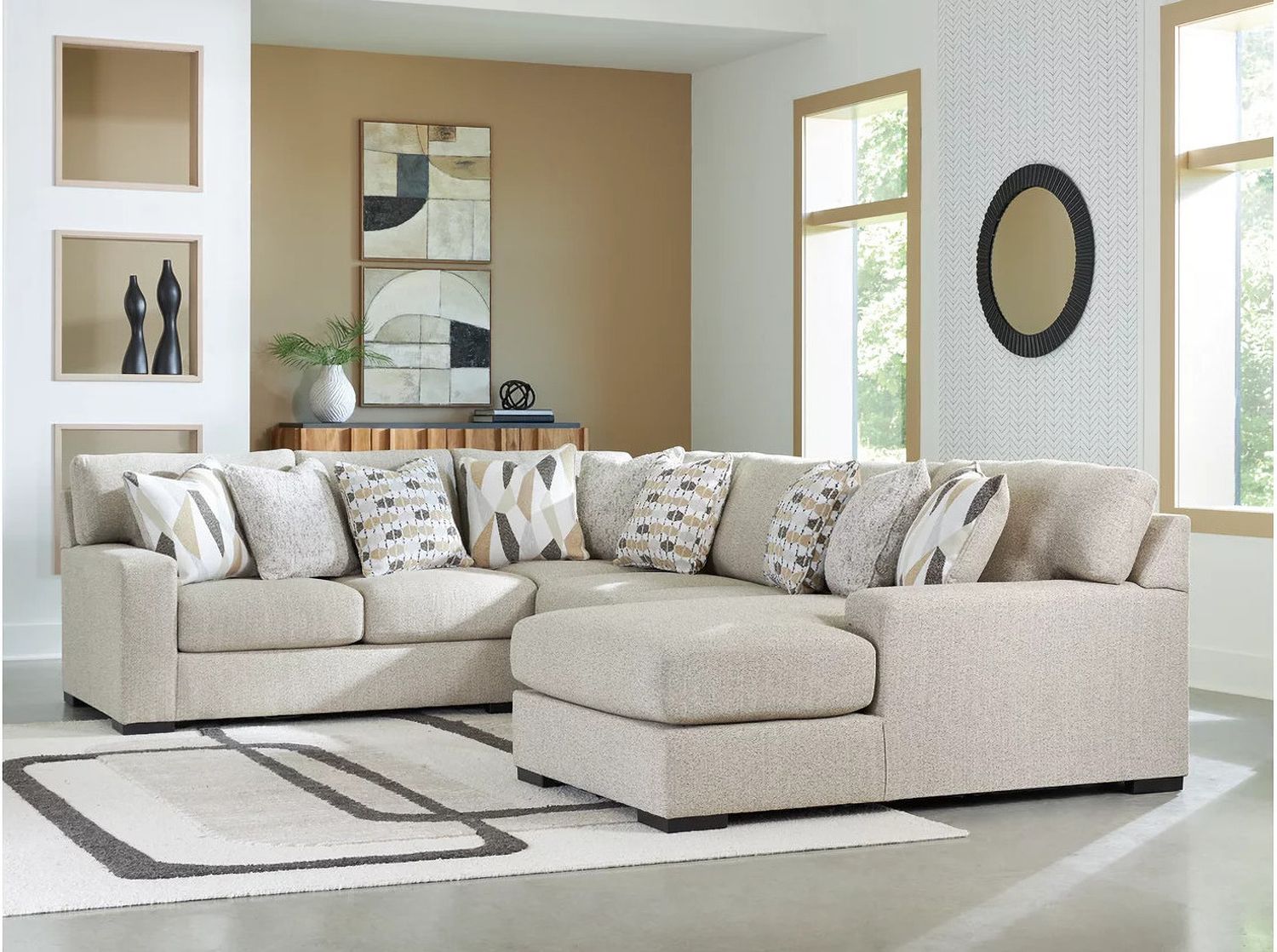 Laurelgrove 4-Piece Sectional with RAF Chaise In Pebble 75105S2