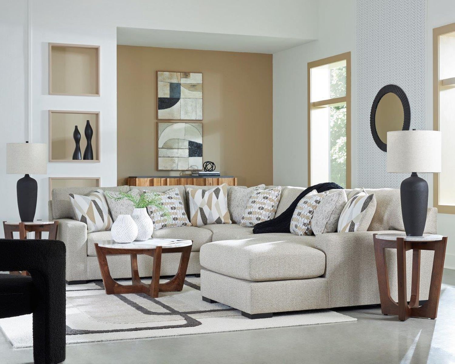 Laurelgrove 4-Piece Sectional with RAF Chaise In Pebble 75105S2
