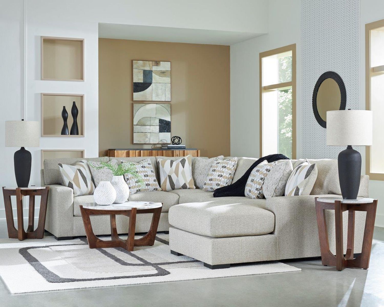 Laurelgrove 4-Piece Sectional with RAF Chaise In Pebble 75105S2