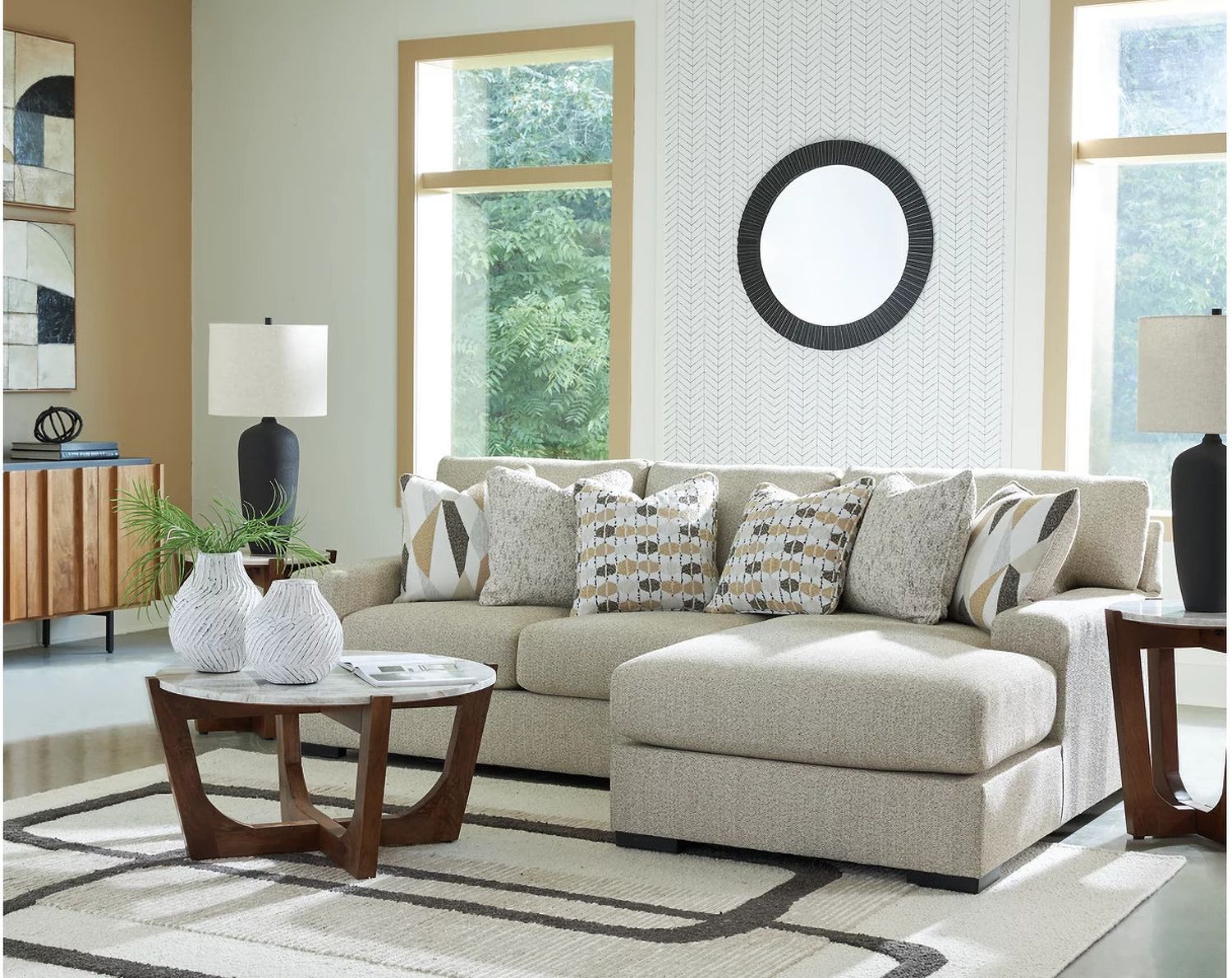 Laurelgrove 2-Piece RAF Sectional Sofa Chaise In Pebble 75105S3