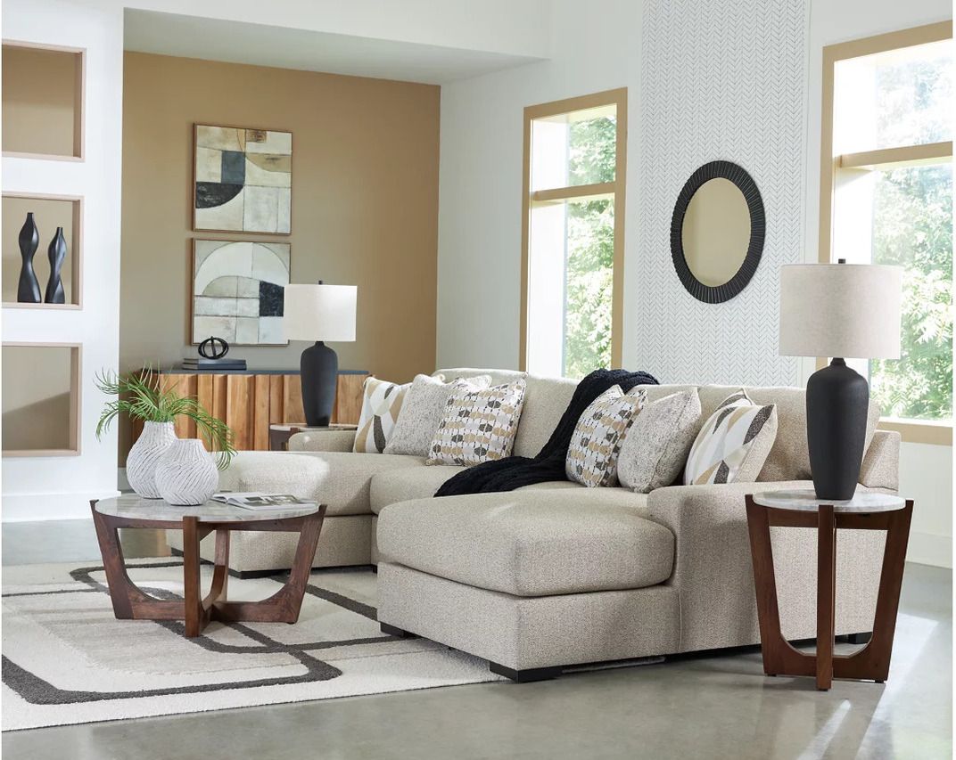 Laurelgrove 3-Piece Double Chaise Sectional In Pebble 75105S7
