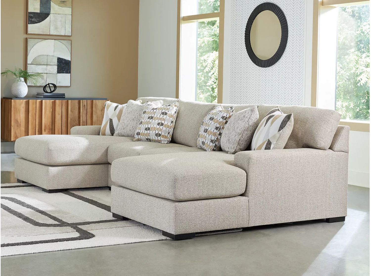 Laurelgrove 3-Piece Double Chaise Sectional In Pebble 75105S7