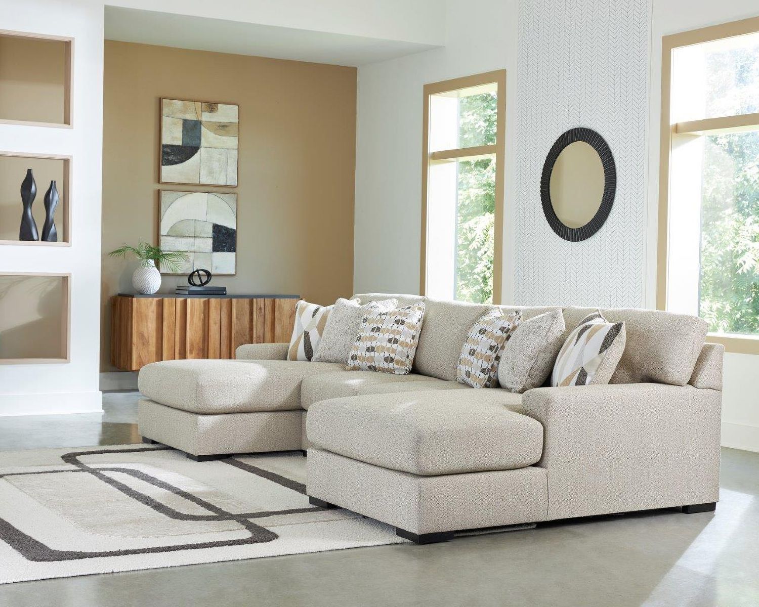 Laurelgrove 3-Piece Double Chaise Sectional In Pebble 75105S7