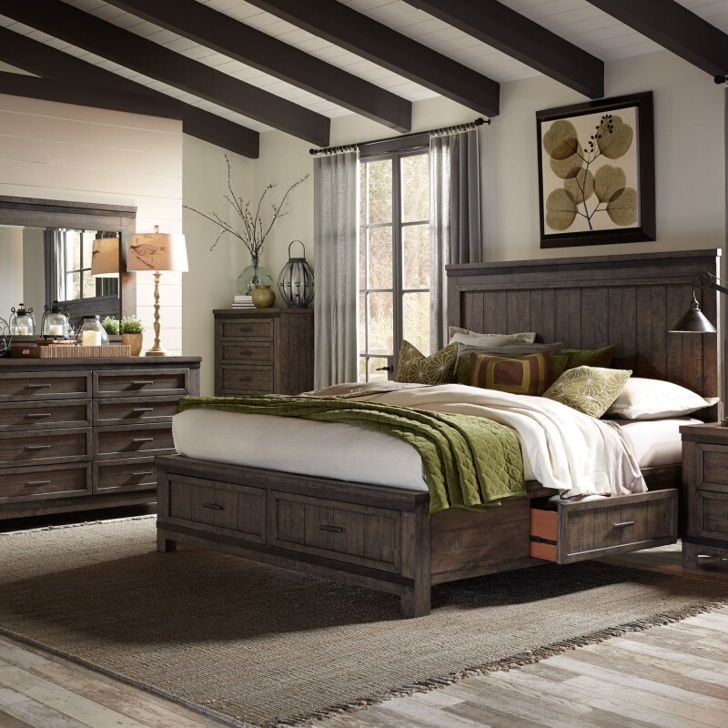 Thornwood Hills Queen Two Sided Storage Bed, Dresser & Mirror, Chest 759BRQ2SDMC