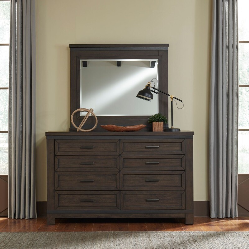 Thornwood Hills Queen Bookcase Bed, Dresser & Mirror, Night Stand 759BRQBBDMN