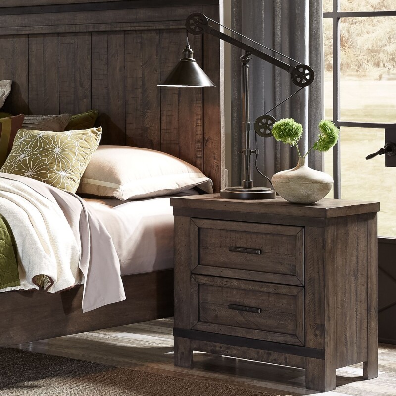 Thornwood Hills Queen Bookcase Bed, Dresser & Mirror, Night Stand 759BRQBBDMN