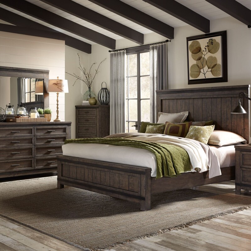 Thornwood Hills Queen Panel Bed, Dresser & Mirror, Chest 759BRQPBDMC
