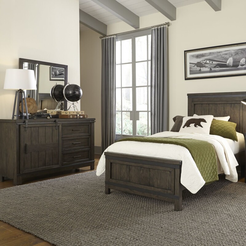 Thornwood Hills Twin Panel Bed, Dresser & Mirror 759YBRTPBDM