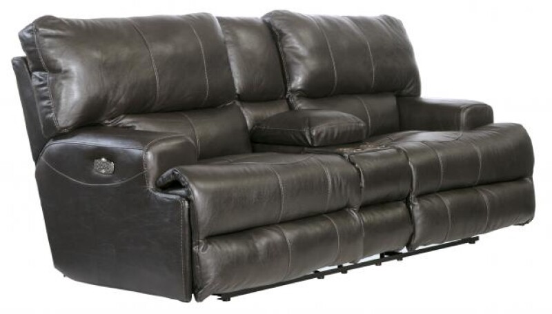 Wembley 458 Power Headrest w/Lumbar Lay Flat Reclining Console Loveseat 764589