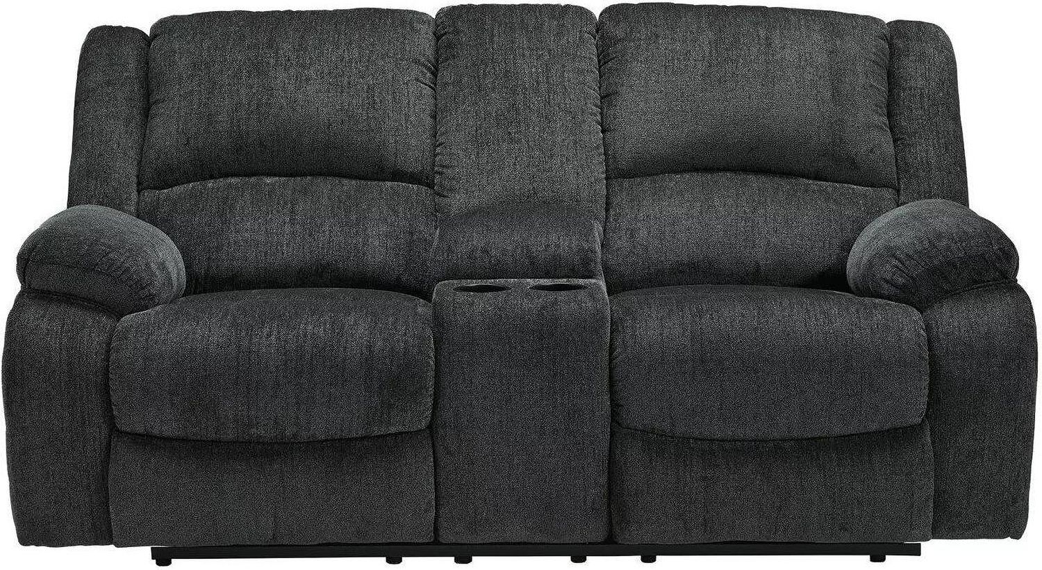 Draycoll Double Reclining Loveseat With Console In Slate 7650494