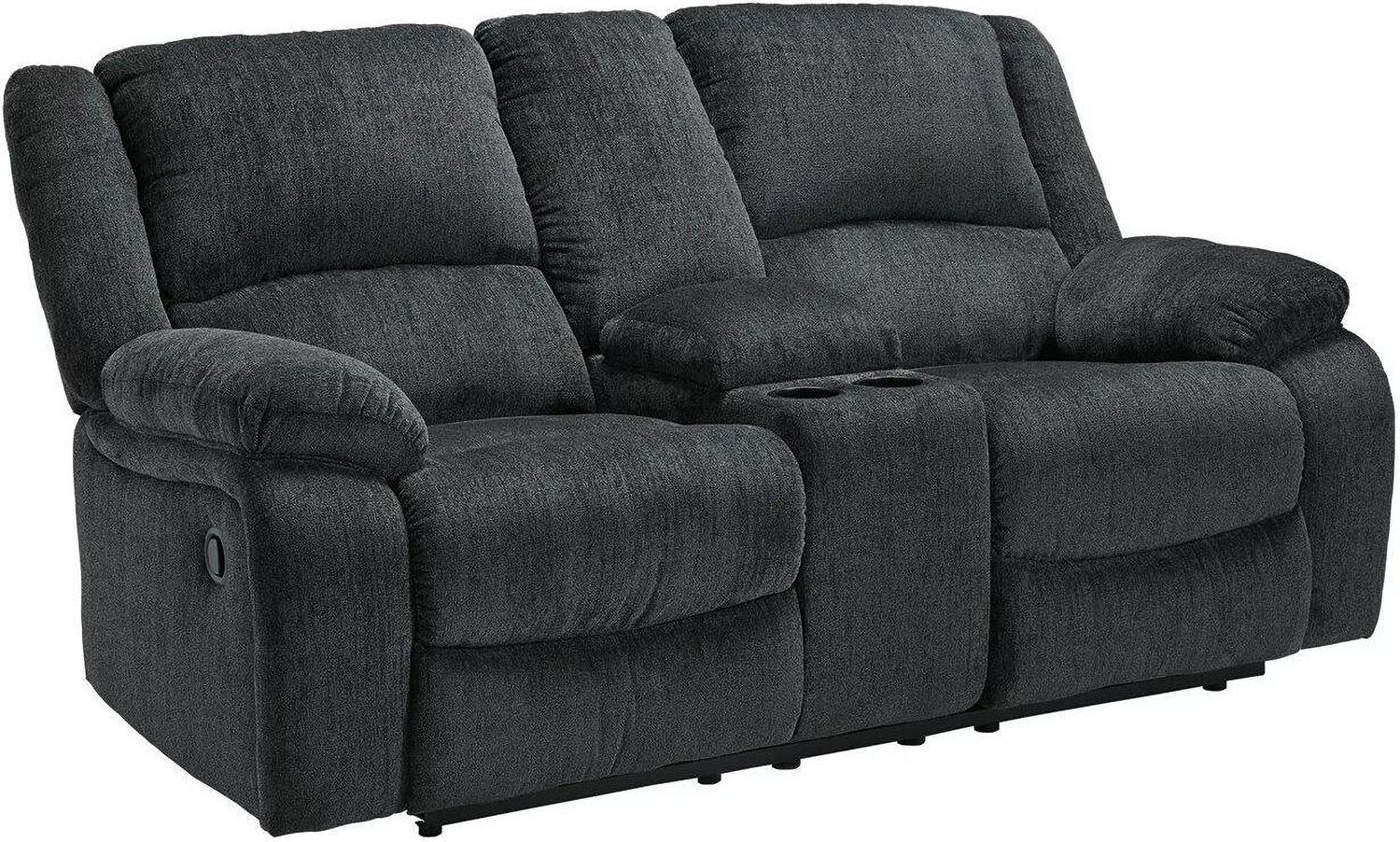 Draycoll Double Reclining Loveseat With Console In Slate 7650494