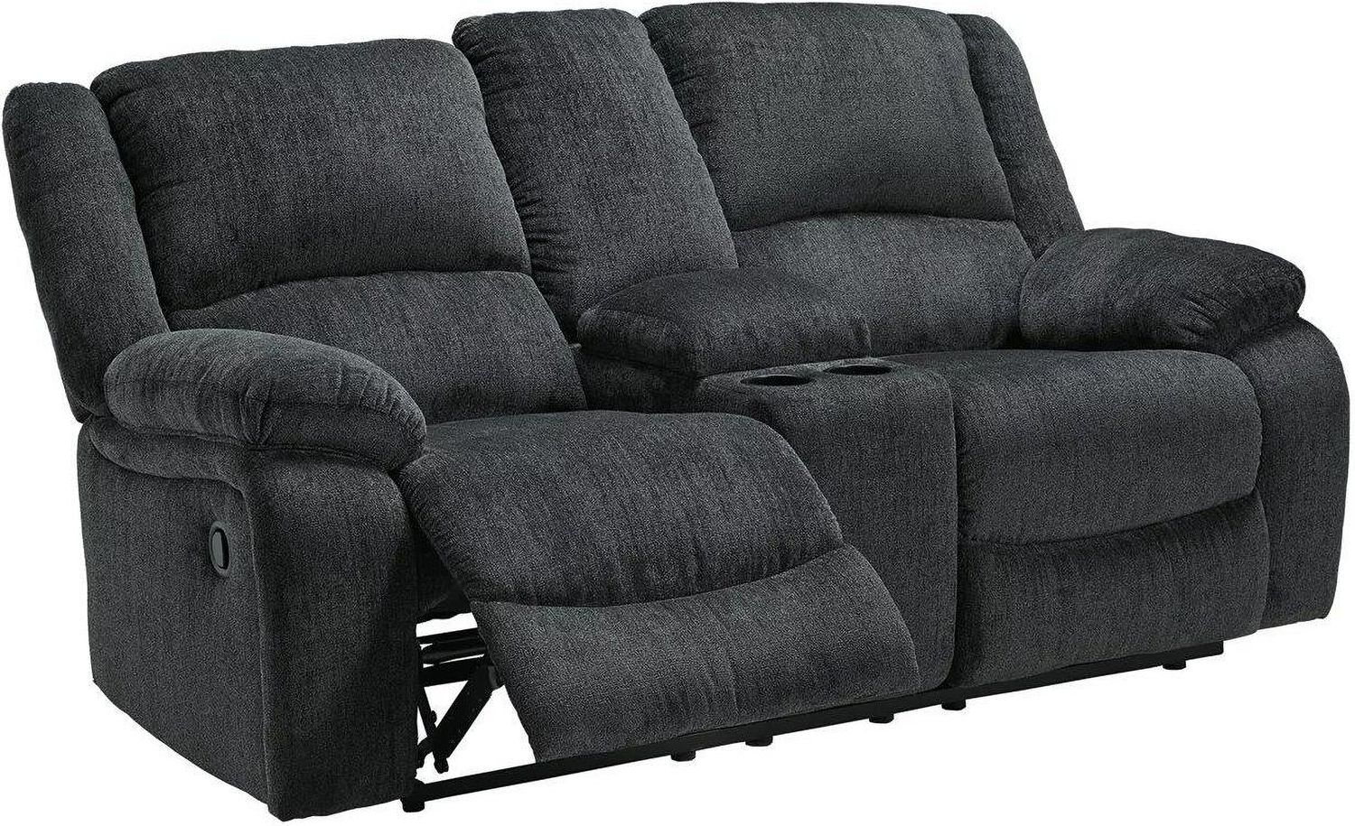 Draycoll Double Reclining Loveseat With Console In Slate 7650494