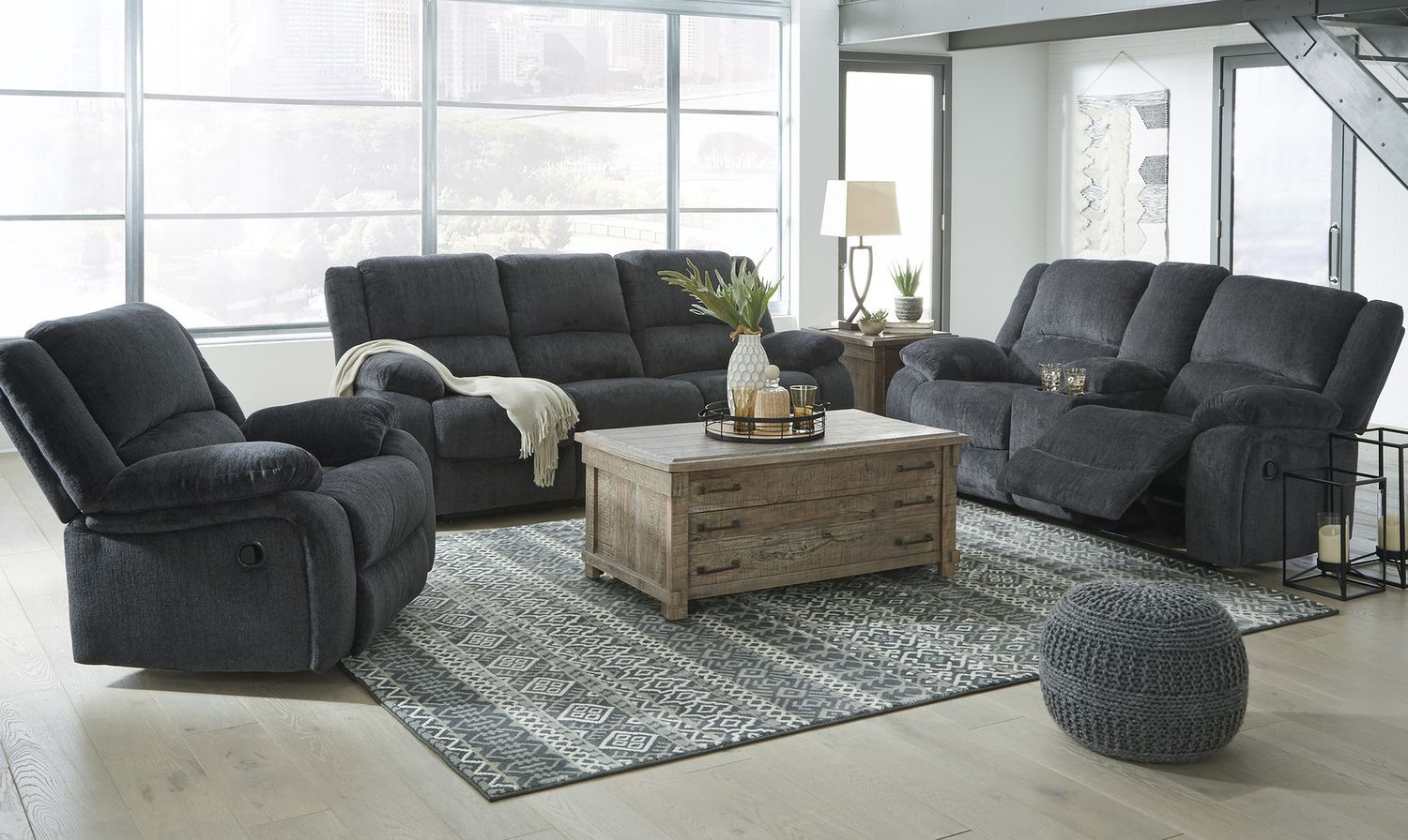 Draycoll Double Reclining Loveseat With Console In Slate 7650494