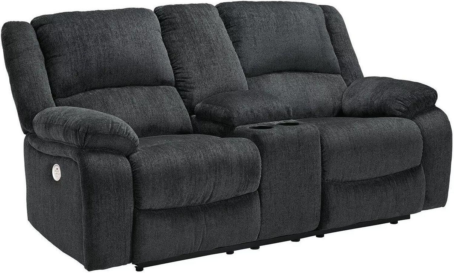 Draycoll Double Power Reclining Loveseat With Console In Slate 7650496