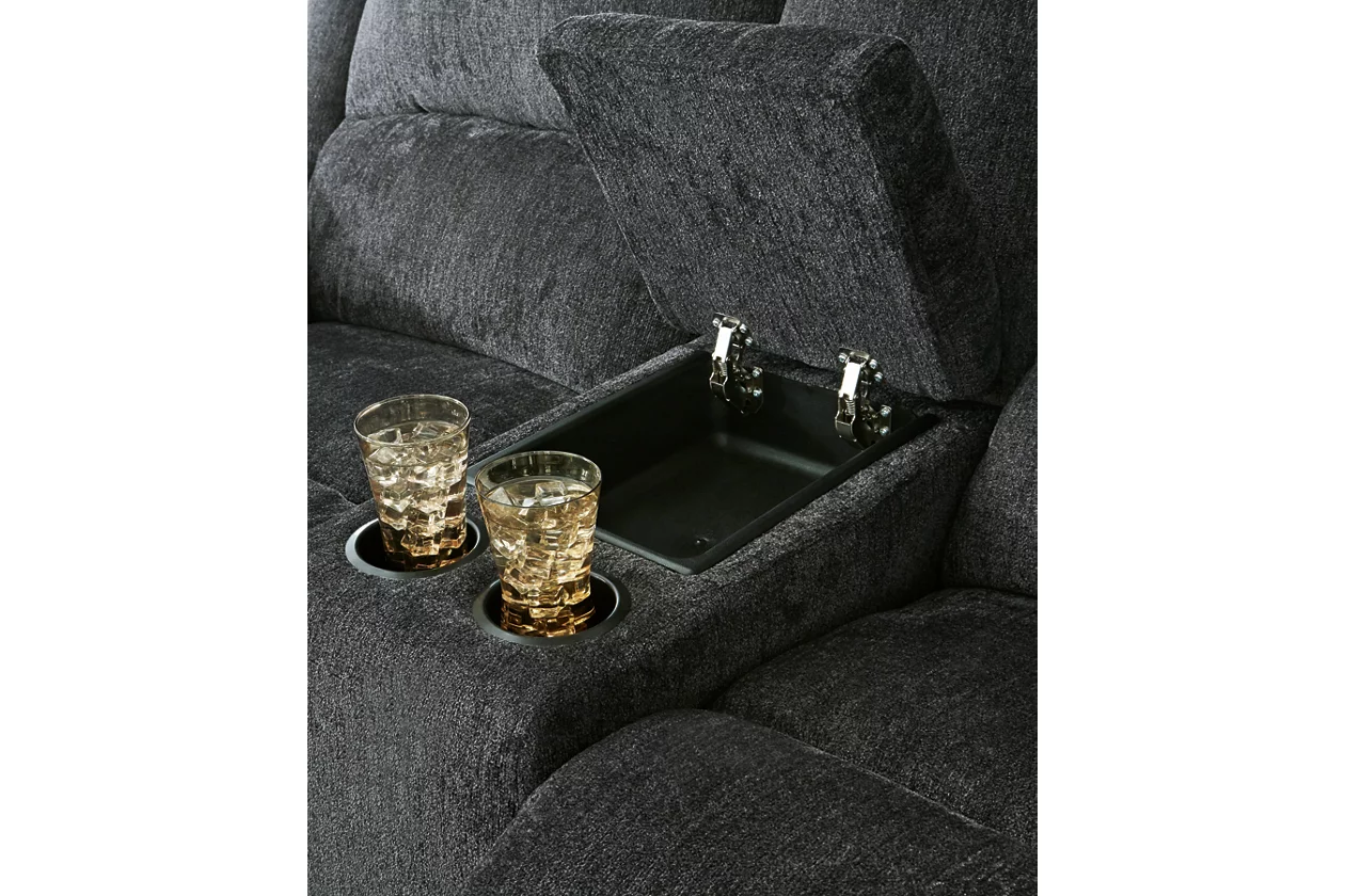 Draycoll Double Power Reclining Loveseat With Console In Slate 7650496