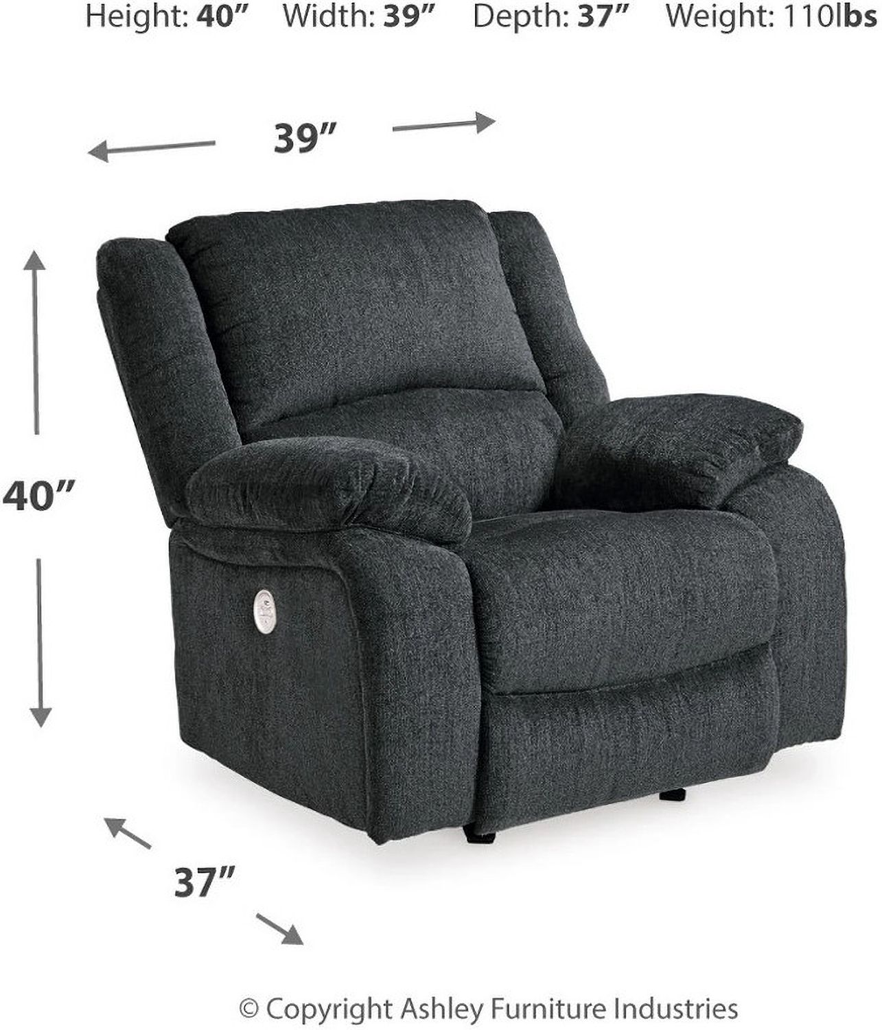 Draycoll Power Rocker Recliner In Slate 7650498