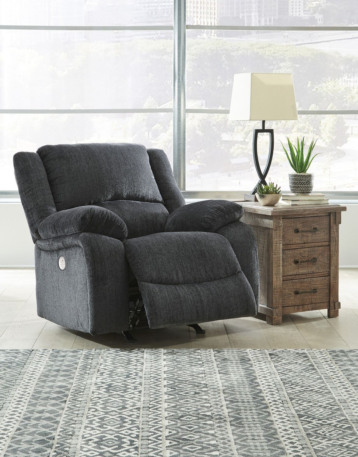 Draycoll Power Rocker Recliner In Slate 7650498