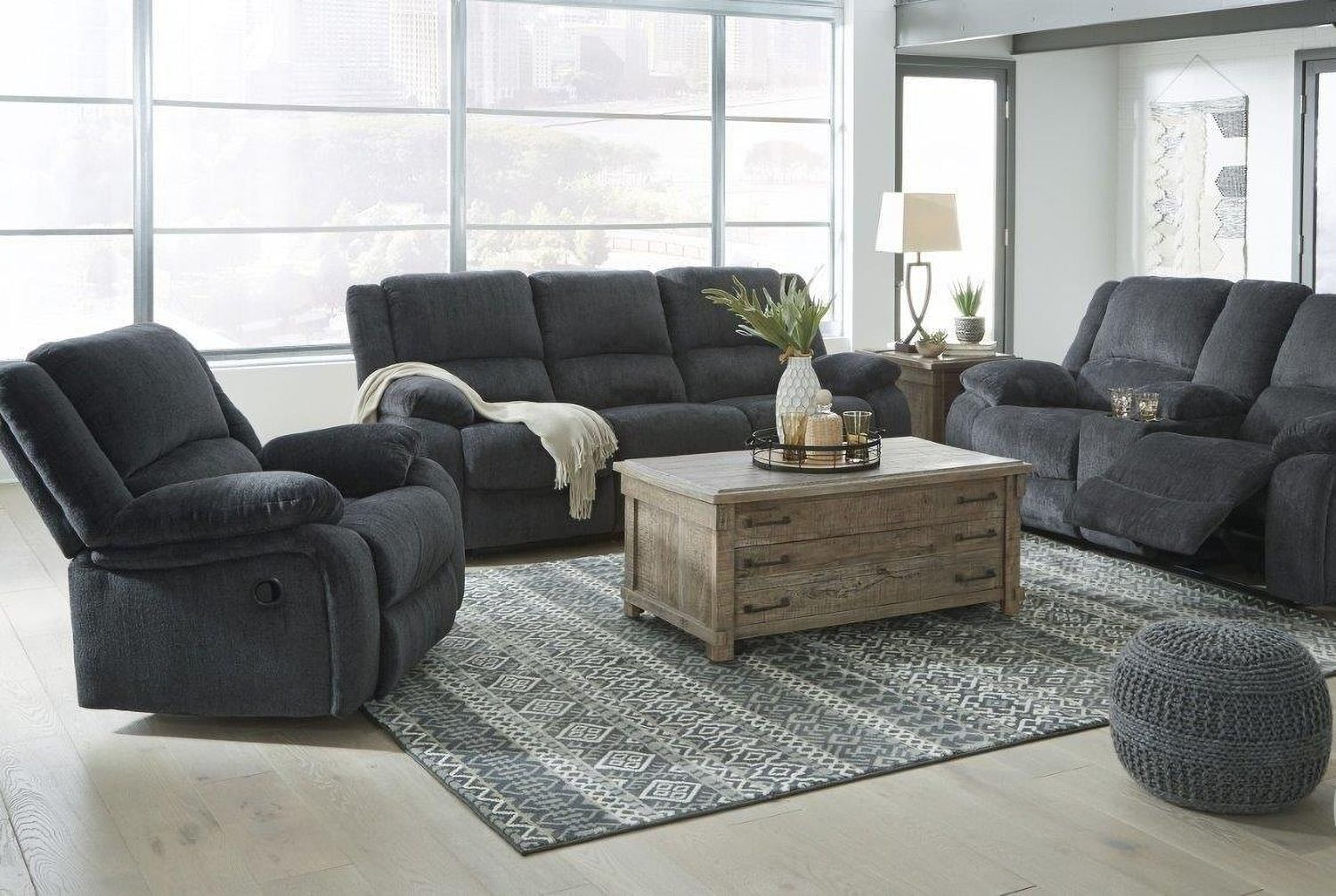 Draycoll Power Reclining Living Room Set In Slate 76504U2