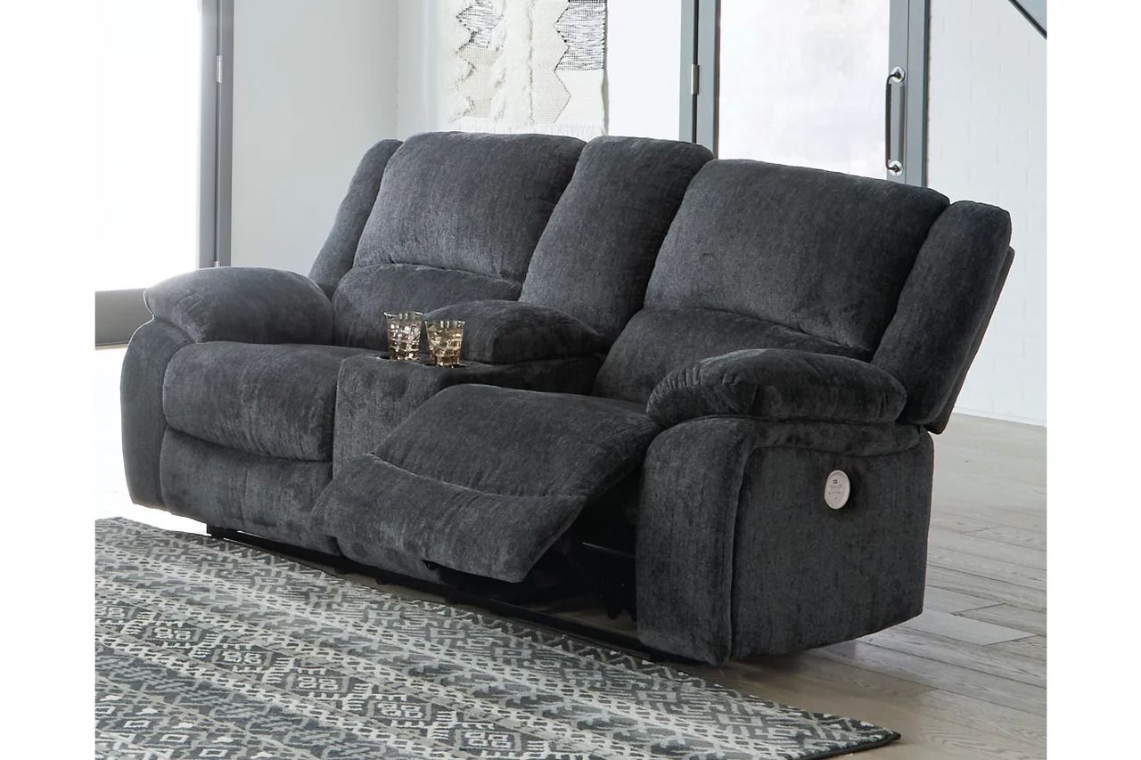 Draycoll Power Reclining Living Room Set In Slate 76504U2