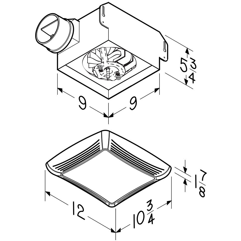 NuTone 70 CFM Ventilation Fan with Fluorescent Light w/ Transparent Lens 769RFT, product image 5 of 5