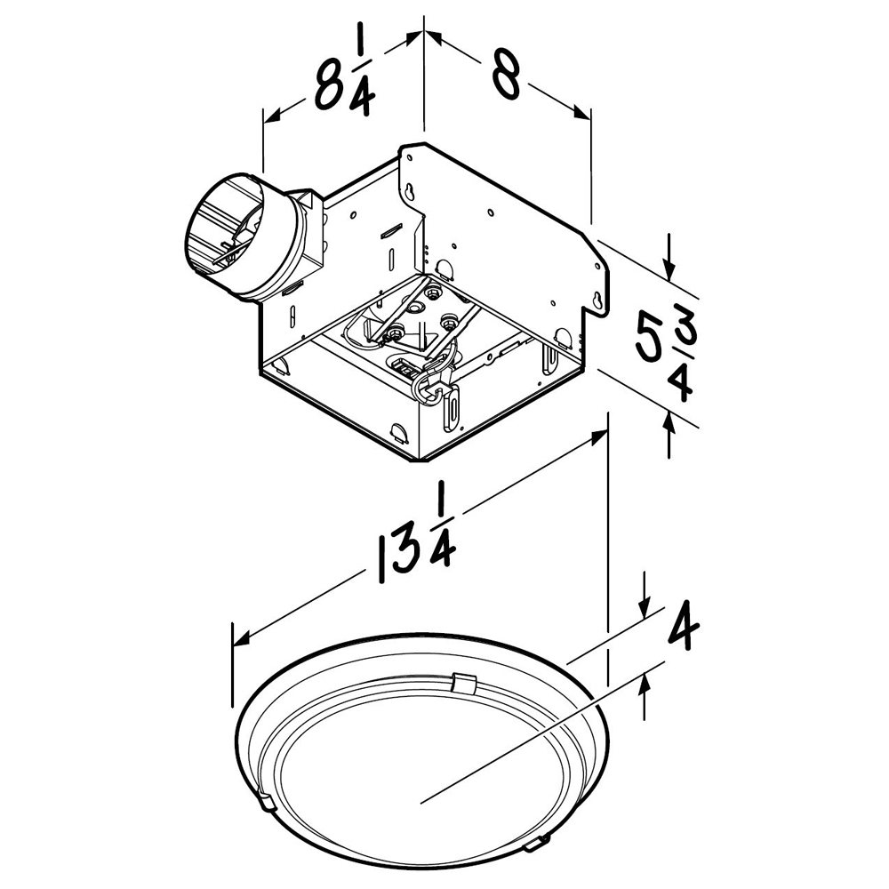 NuTone Roomside 80 CFM Decorative Ventilation Fan Light with trim kit, 2.5 sones 770RNLTK, product image 5 of 5