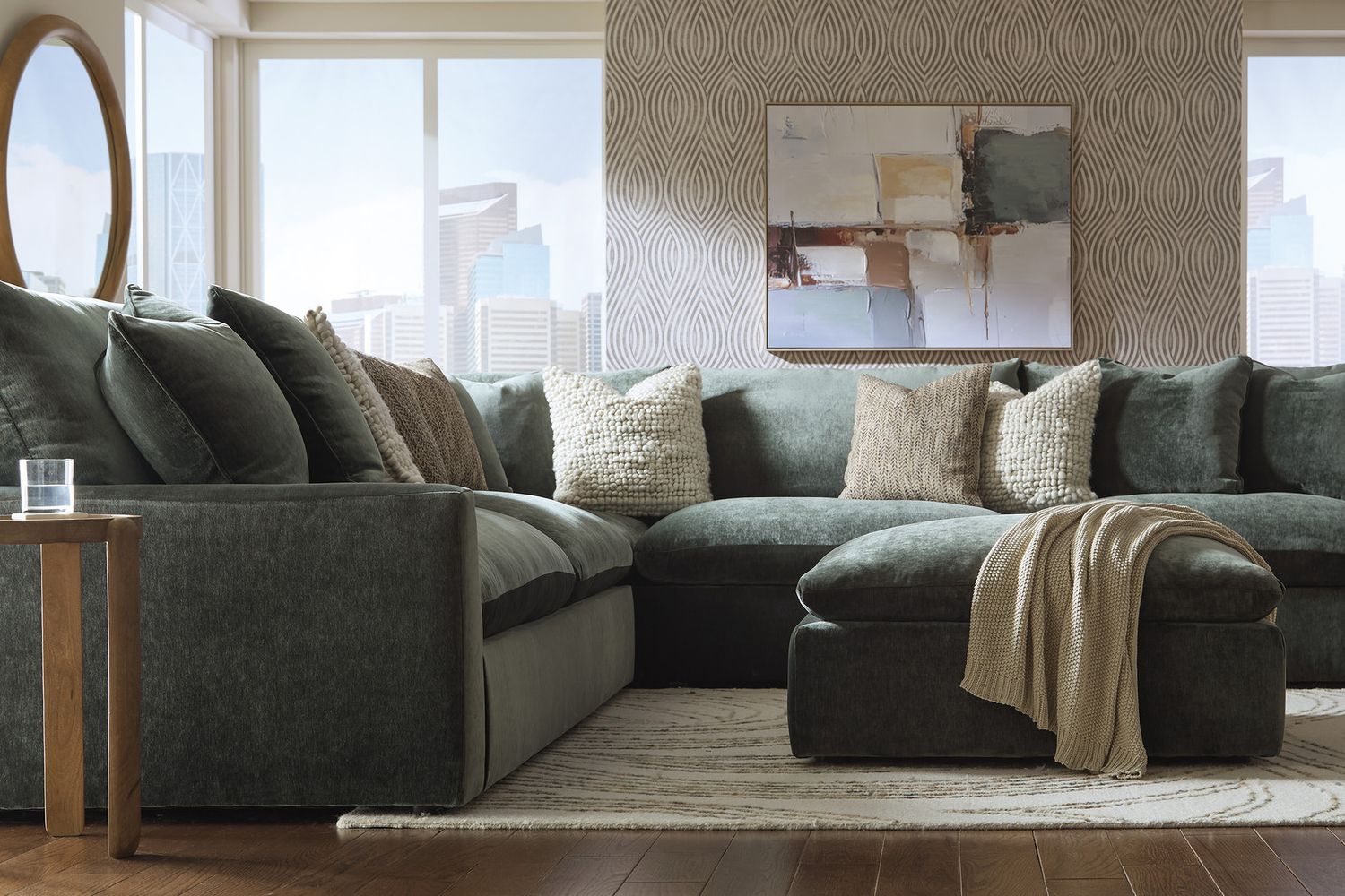 Carriage View Oversized Accent Ottoman In Jade 7800108