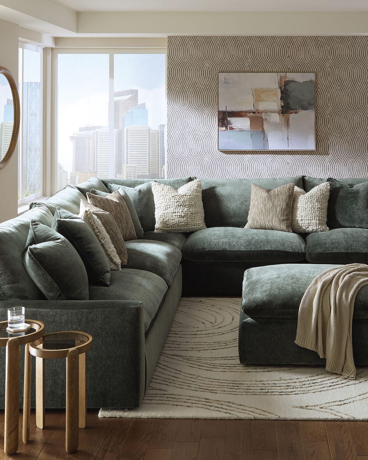 Carriage View Oversized Accent Ottoman In Jade 7800108