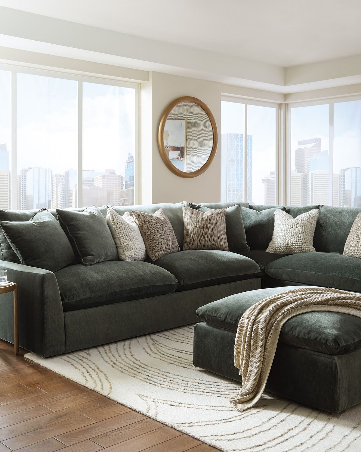 Carriage View Oversized Accent Ottoman In Jade 7800108